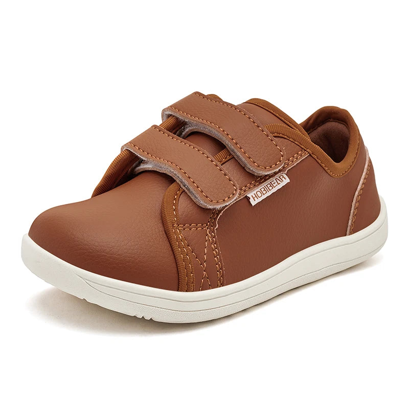 HOBIBEAR Kids Barefoot Shoes – Wide Toe Minimalist Sneakers for Boys & Girls, Lightweight, Hook Loop, Artificial Leather