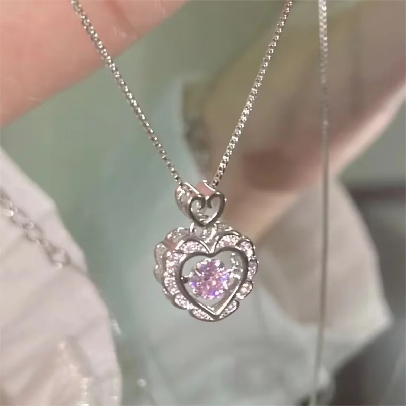 Y2K Crystal Bow Angel Wings Necklace - Heart Pendant Clavicle Chain for Women Trendy Aesthetic Jewelry