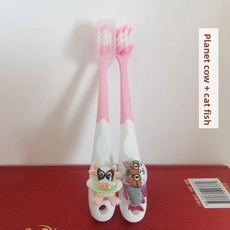3PCS Italian Brainrot Tung Kids Toothbrushes — Soft Bristle Anime Cartoon Toothbrush for Children Ages 2-12