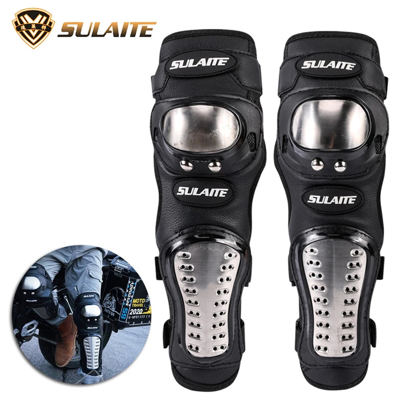 4PCS Motorcycle Knee & Elbow Pads Set — Stainless Steel Motocross Racing Protective Gear Kit