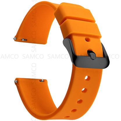 Silicone Quick Release Watch Bands 14–24mm for Samsung Galaxy, Garmin & Huawei - Soft Rubber Replacement Watch Straps