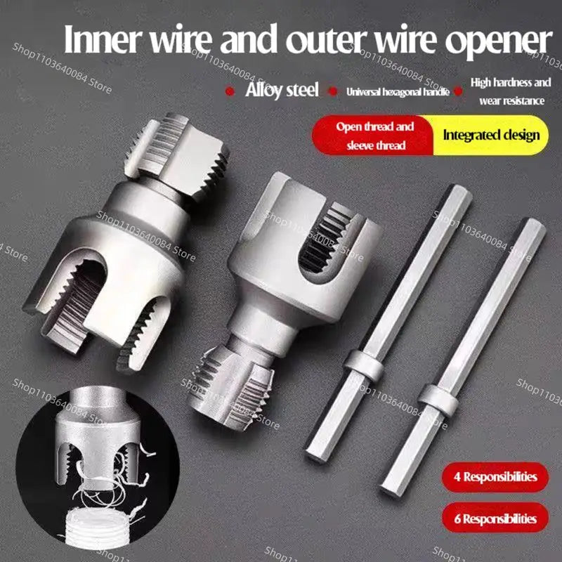 High-Speed DN15/DN20 Pipe Threading Tool – Double-Ended Internal & External Cutter for Electric Drill, 4/6 Point Water Pipe Work