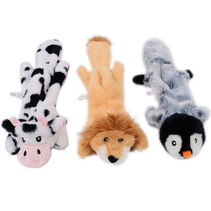 Funny Stuffingless Animal Dog Toy – Durable Plush Squeaky Chew Toy with Crinkle Sound & Squeakers for Pets