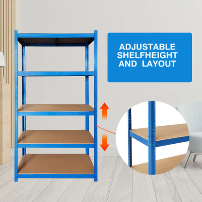 60"x28"x12" Heavy Duty 5-Tier Metal Storage Shelf Unit – Boltless Design, Easy to Assemble