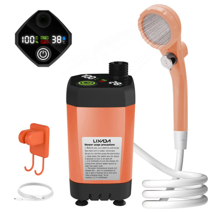Portable RV Camping Shower Pump – Outdoor Shower Kit with Intelligent Digital Display & Adjustable 6000mAh Power