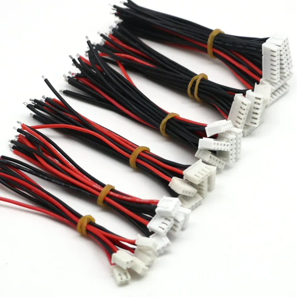 10pcs Lipo Battery Balance Charger Cables – 1S to 8S, IMAX B6 Connector, 30/20/15/10cm Single Head Wire