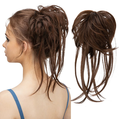 Synthetic Elastic Messy Bun Hairpiece – Curly Scrunchie Chignon, Black, Blonde, Brown Updo Donut for Women, Natural Fake Hair
