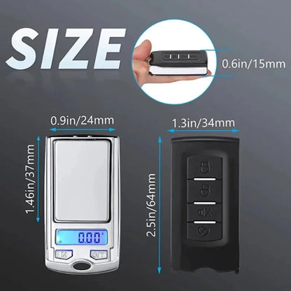 Mini Digital Pocket Gram Scale - 0.01g Precision Car Key Shape Electronic Weight Scale with LCD Display & Batteries