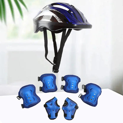 7-Piece Kids Bicycle Protective Gear Set – Helmet, Knee & Elbow Pads for Boys & Girls, Adjustable 48-55cm, Ages 5-12