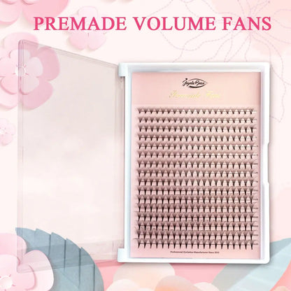 Goddess Premade Volume Lash Fans — 4D to 20D Faux Mink Individual Eyelash Extensions, Pointy Stem 320 Fans