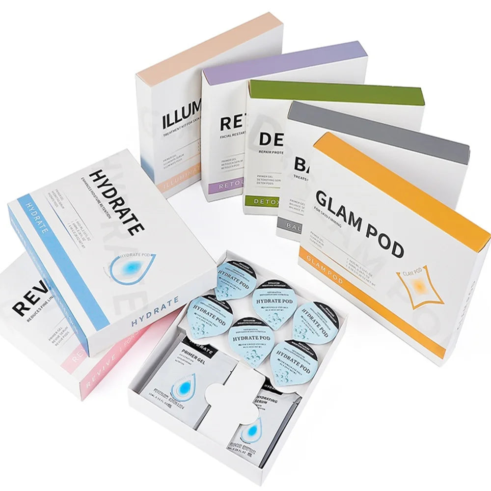 CO2 Glam Pod for Bubble Facial – Aqua Facial Skincare Pods with CO2 Serum Gel for Spa Treatment and Revive
