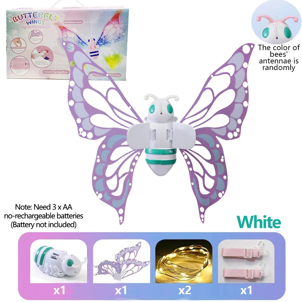 Electric Butterfly Fairy Wings with Lights — Moving Elf Angel Wings for Kids Cosplay & Dress Up