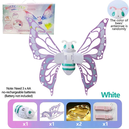 Electric Butterfly Fairy Wings with Lights — Moving Elf Angel Wings for Kids Cosplay & Dress Up