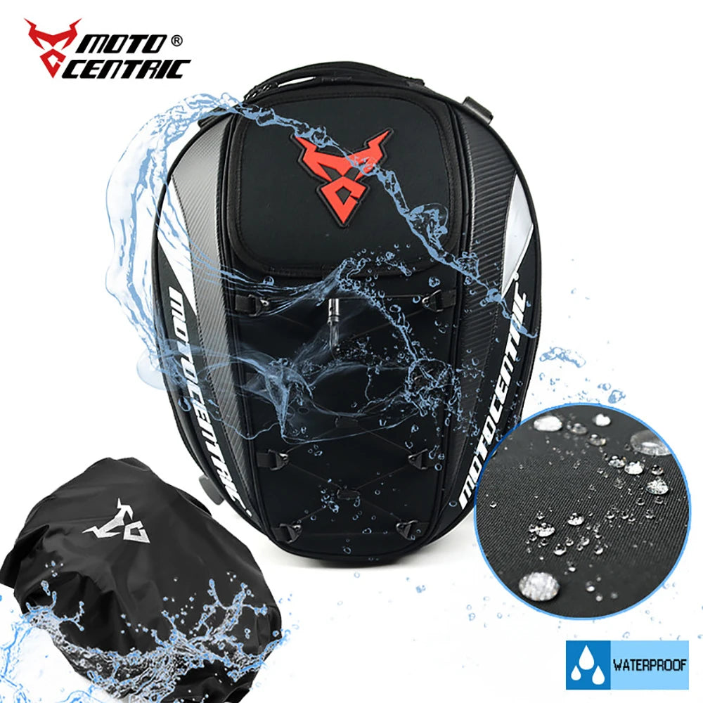 MOTOCENTRIC Waterproof Motorcycle Back Seat Bag - Multifunctional Tail Bag, Rear Seat Helmet Bag, Moto Rider Backpack