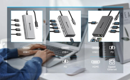 Minisopuru USB C Hub 10Gbps – USB 3.2 Type-C to USB Adapter with 100W PD for MacBook Pro, iMac & PC Accessories