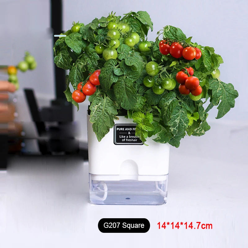 Double-Deck Self-Watering Flower Pot - Magnetic Plastic Planter with Self-Absorbing Cotton Wick for Indoor Plants, Home, and Garden