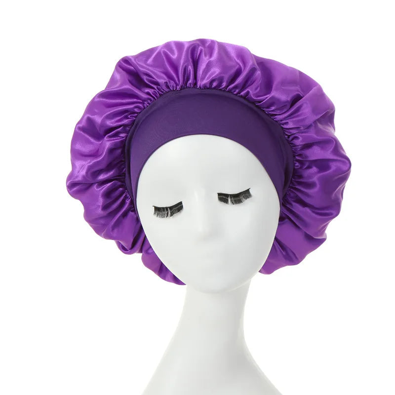 Women's Silky Satin Night Sleep Cap - Double Layer Adjustable Hair Bonnet, Shower Cap for Curly Hair Styling Accessories