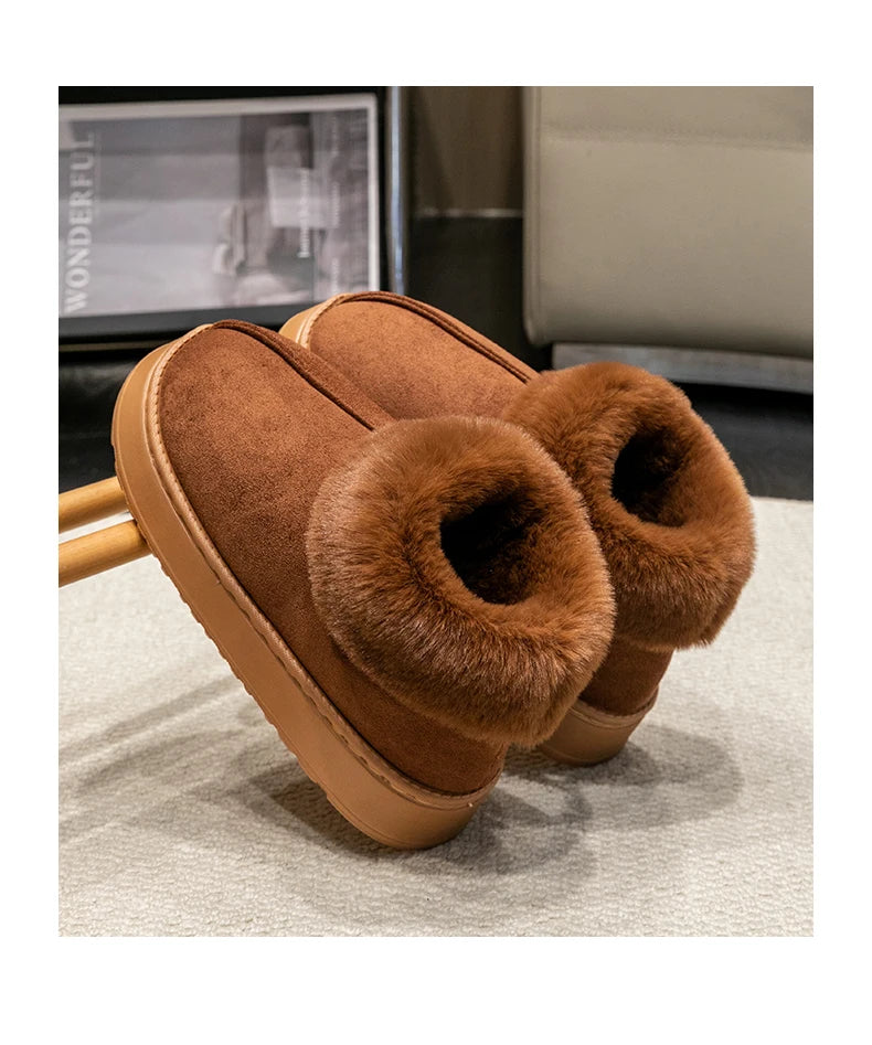 2024 Women's Fashion Snow Boots – Fluffy Plush Faux Fur Winter Slippers, Cozy Indoor Shoes for Men & Women