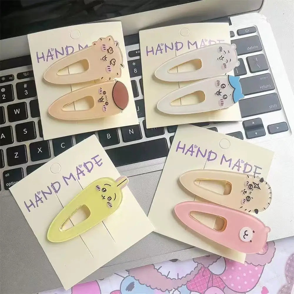 Kawaii Chiikawa Acrylic Hair Clips - Cute Cartoon Duckbill Clips Anime Hair Accessories for Daily Use