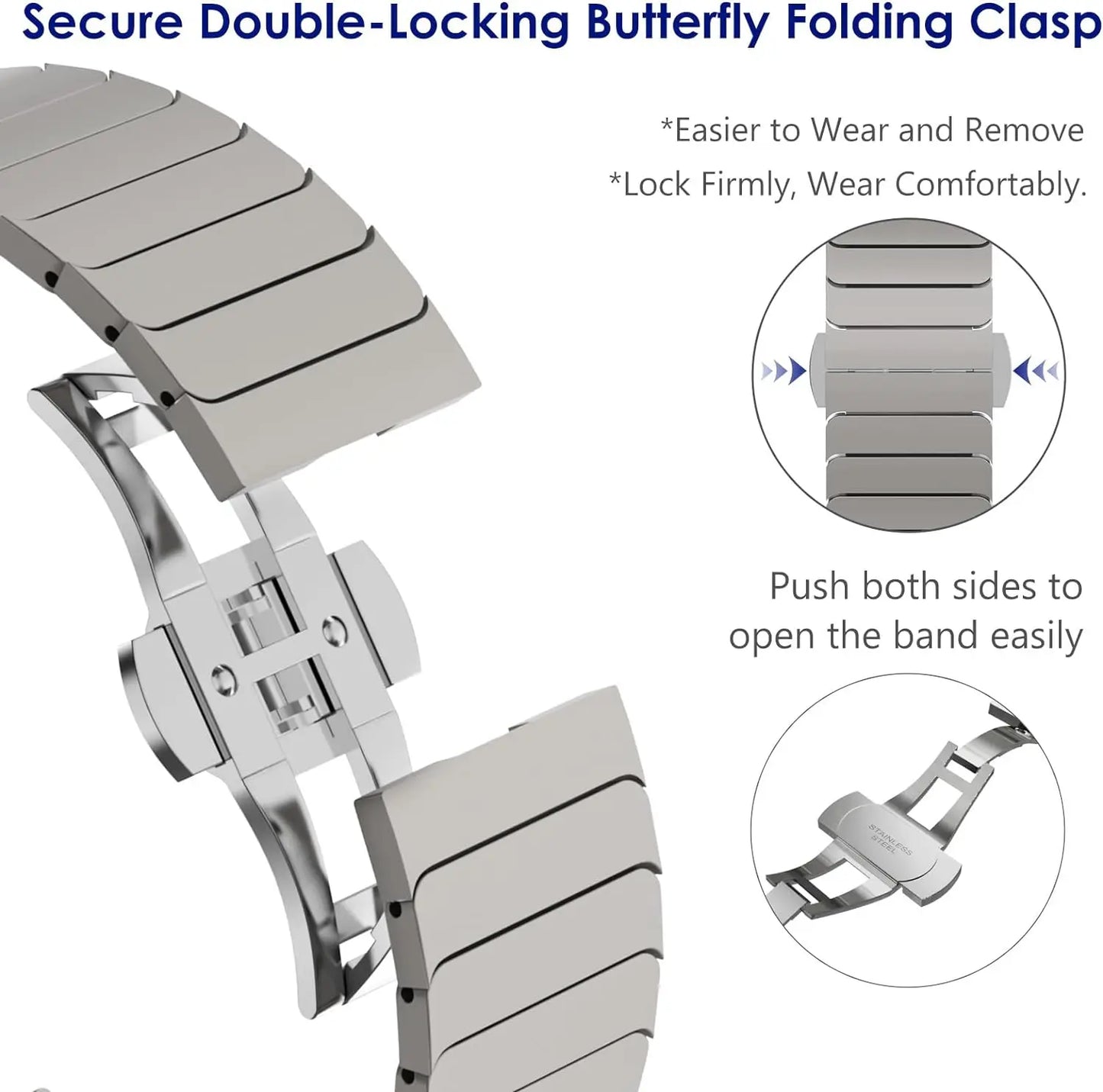 Ultra 3/2 Titanium & Stainless Steel Luxury Bracelet for Apple Watch — Fits Ultra 49/45/44/42mm & Series 11/10/9/46/41mm