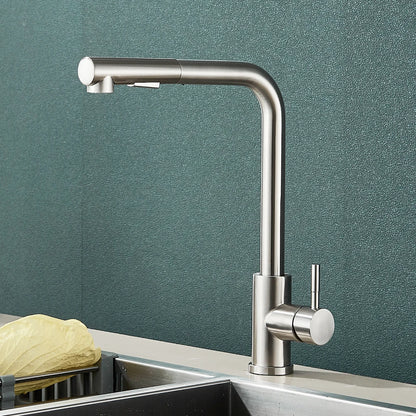Black Flexible Pull-Out Kitchen Faucet - Stainless Steel 2-Mode Nozzle, 360° Rotating Hot & Cold Water Sink Mixer Tap