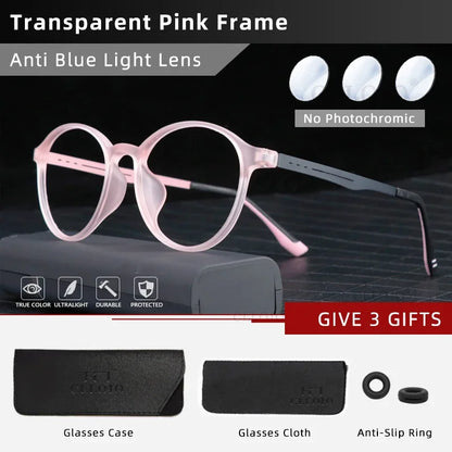 CLLOIO Ultra-Light TR90 Blue Light Blocking Reading Glasses – Classic Round Titanium Frame Optical Eyewear for Men & Women