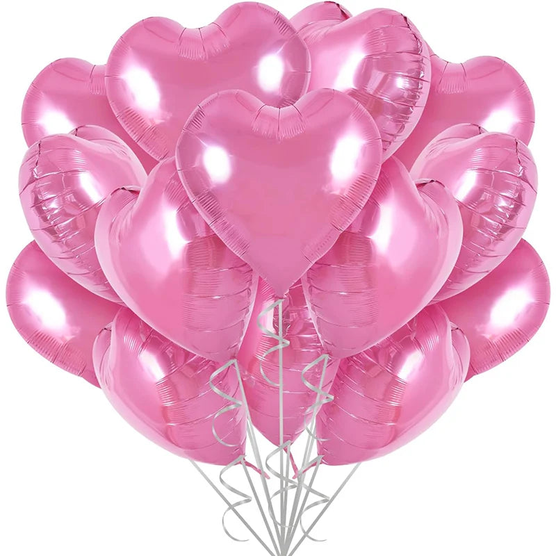 18 Inch Red Heart Foil Balloons - Love Shape Aluminum Balloons for Wedding, Birthday & Home Party Decorations