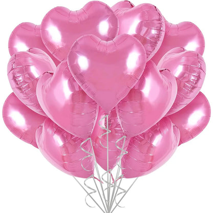 18 Inch Red Heart Foil Balloons - Love Shape Aluminum Balloons for Wedding, Birthday & Home Party Decorations