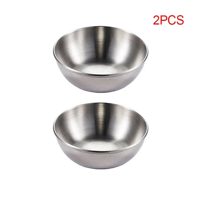 2PCS/4PCS Stainless Steel Golden Sauce Dishes – Appetizer & Seasoning Serving Tray Set for Kitchen Tableware