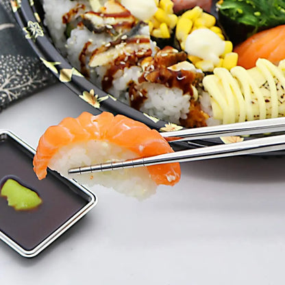 2–5 Pairs 304 Stainless Steel Chopsticks – Non-Slip Metal Sushi Sticks for Korean, Japanese & Chinese Food
