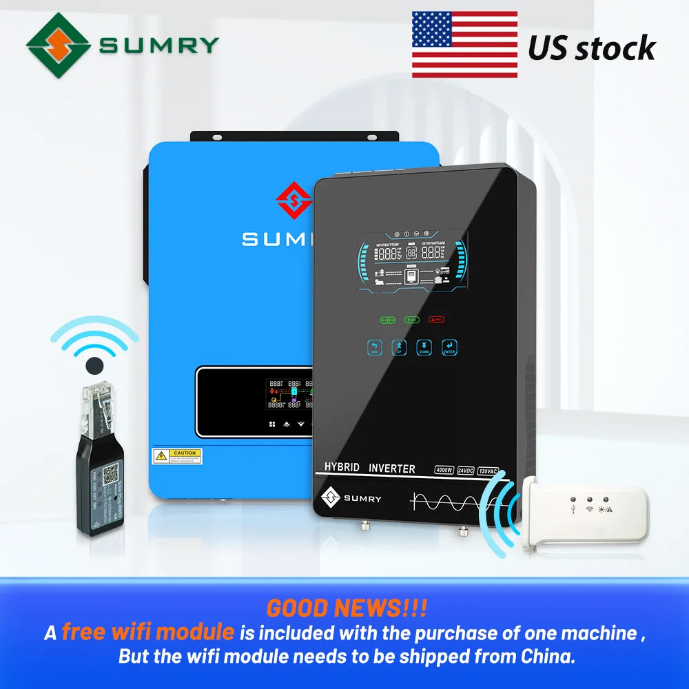Sumry 3.6/4kW Hybrid Solar Inverter 24V – Pure Sine Wave, 110/120V, WiFi, Short Circuit Protection