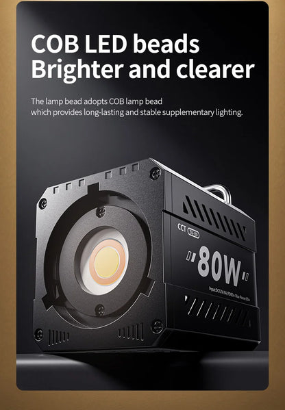 80W Dual Color Temperature COB Photography Light - Professional LED Video Light, Portable Handheld Fill Light with Mini Bowens