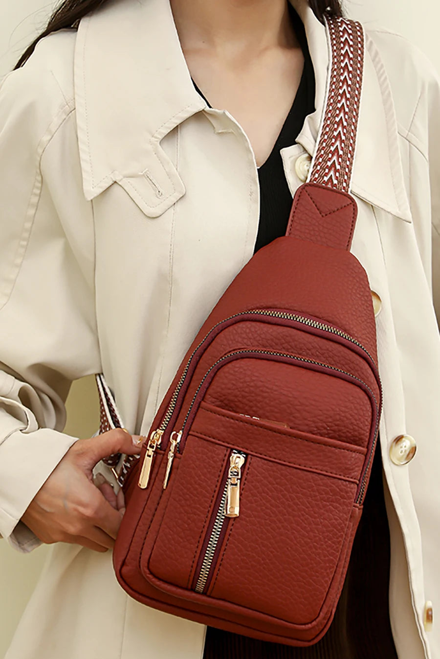 2024 New Women's PU Leather Chest Bag – Fashion Crossbody Shoulder Bag, High-Quality Casual Sac à Main