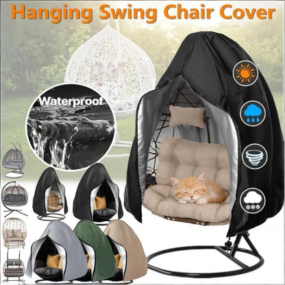 Waterproof Patio Hanging Egg Chair Cover 210D Heavy Duty – Windproof Dustproof Swing Seat Slipcover for Single & Double Garden Chairs