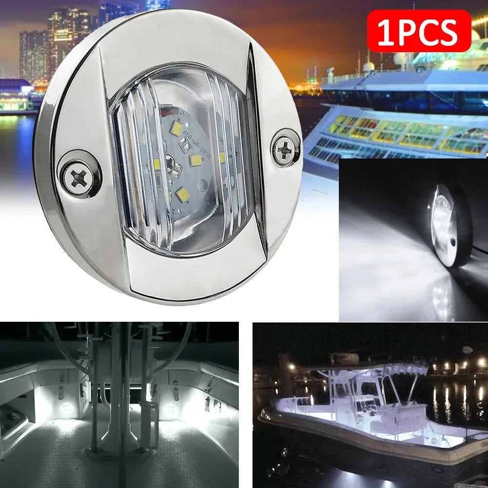 Blue & White Marine LED Deck Courtesy Lights – Waterproof Stern Transom Boat Lamps (1-4pcs)