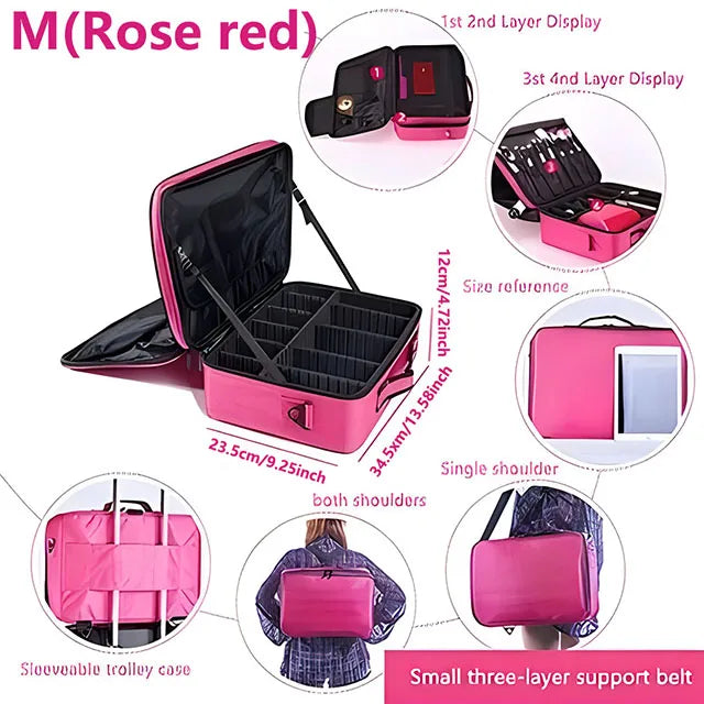 Professional Large Makeup Case – Travel Cosmetic Organizer & Nail Toolbox for Beauty Storage