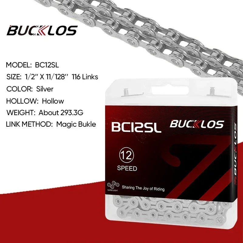 BUCKLOS MTB Bike Chain – 12 & 11 Speed Mountain & Road Bicycle Chain, Compatible with 8-12 Speed Cycling Parts