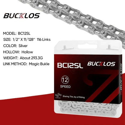 BUCKLOS MTB Bike Chain – 12 & 11 Speed Mountain & Road Bicycle Chain, Compatible with 8-12 Speed Cycling Parts