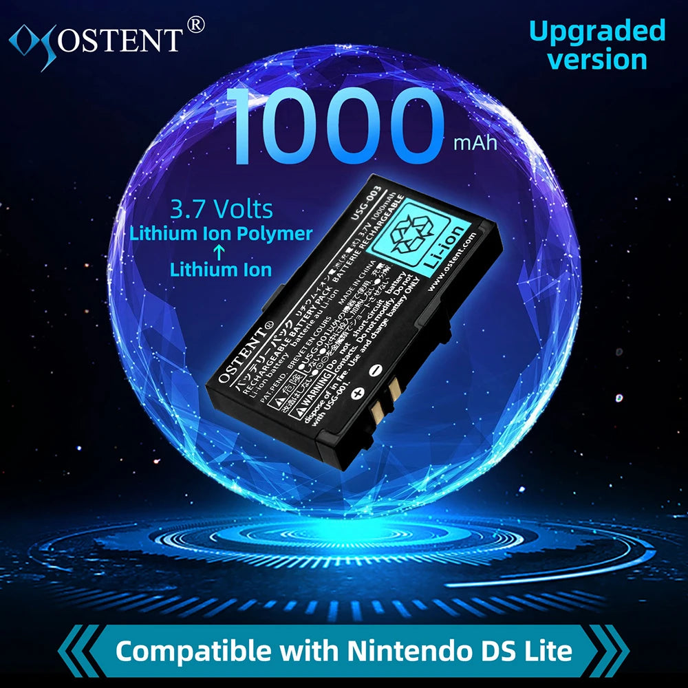 OSTENT 10PCS Rechargeable Battery Pack — 1000mAh/1200mAh 3.7V Replacement for Nintendo DS Lite NDSL