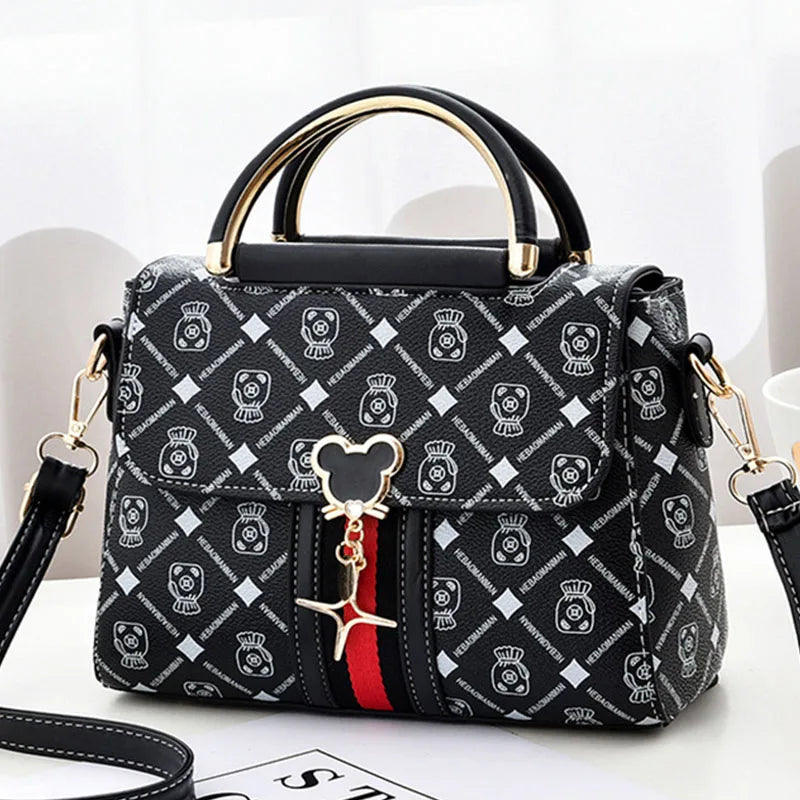Luxury Women Shoulder Bag - Leather Printed Monogram Tote Handbag with Crossbody Style