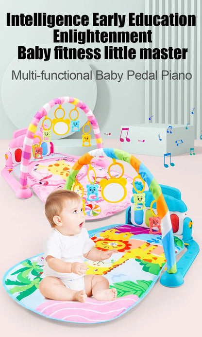 Baby Fitness Stand Music Play Gym – Newborn Piano Crawling Blanket & Pedal Activity Toy for Early Education (0-36 Months)
