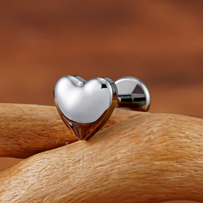 Right Grand ASTM F136 Titanium 16G Heart Flat Back Labret Stud – Monroe, Lip, Helix, Tragus, Conch & Earlobe Cartilage Piercing Body Jewelry