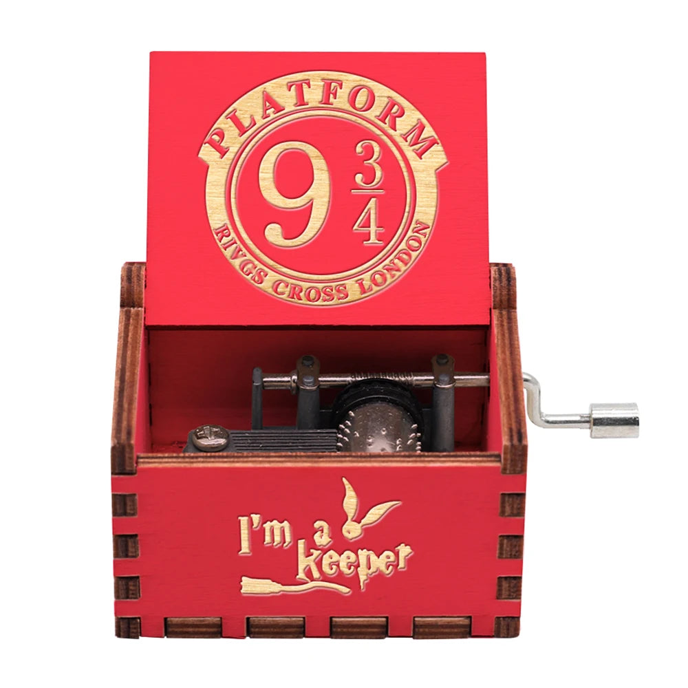 Hand-Cranked Wooden Music Box - Vintage Carved Musical Keepsake for Christmas, Birthdays, and Special Gifts