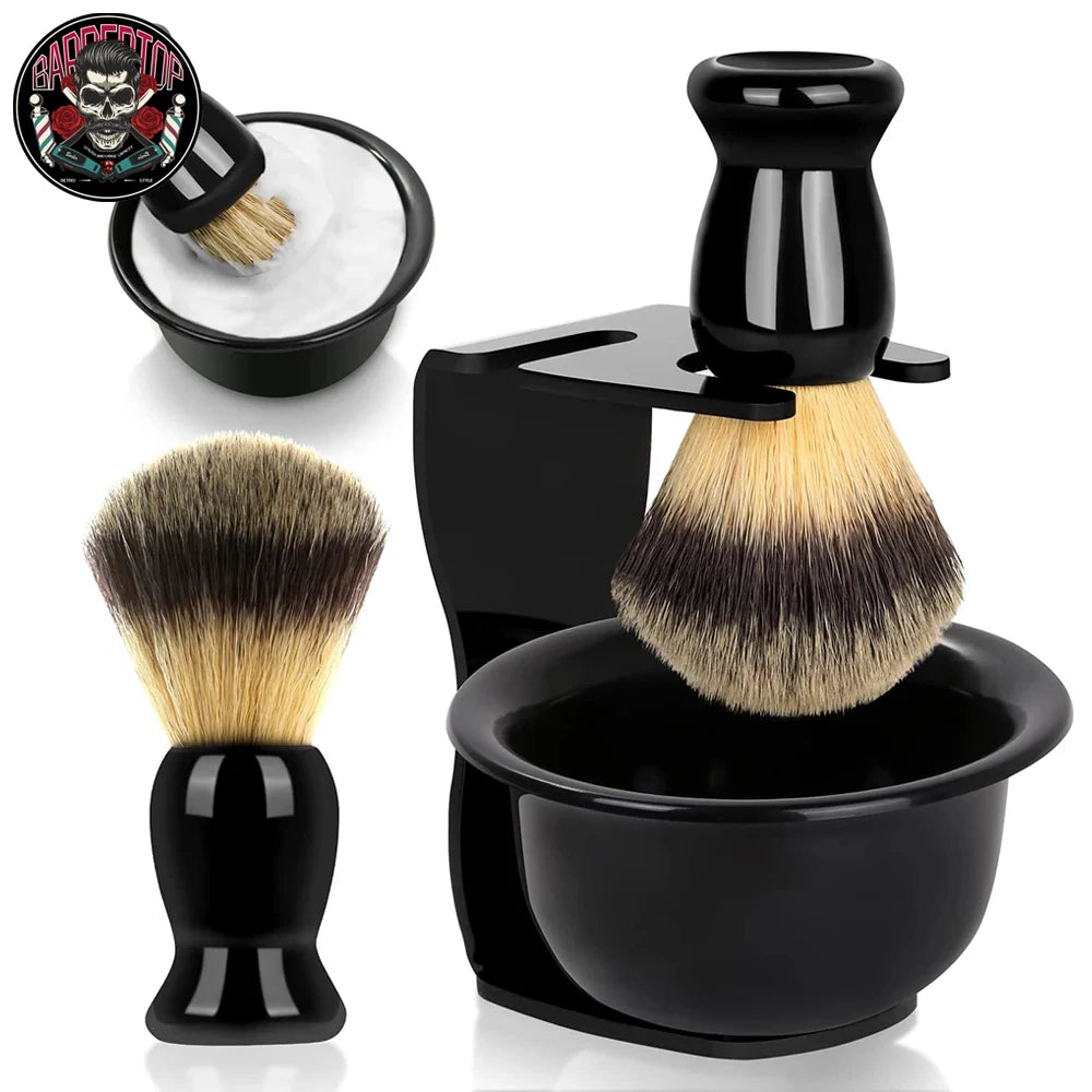 3-in-1 Men’s Shaving Brush Bowl Set – Stainless Steel Durable Shaving Mug with Brush and Soap Dish