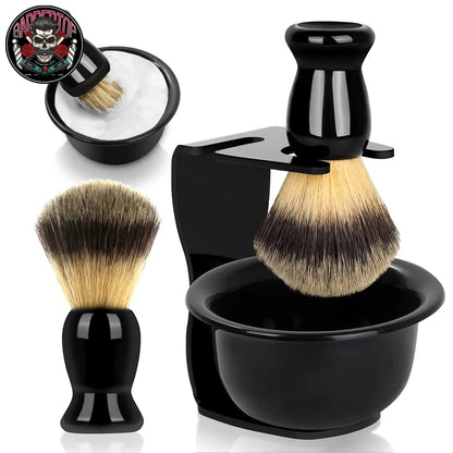 3-in-1 Men’s Shaving Brush Bowl Set – Stainless Steel Durable Shaving Mug with Brush and Soap Dish