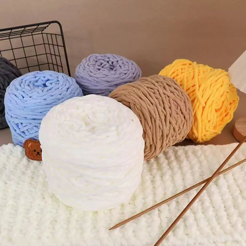 3PCS 300g Soft Chenille Knitting Yarn – Thick Ice Strip Cotton Wool Yarn for DIY Handmade Blankets, Scarves & Craft Projects