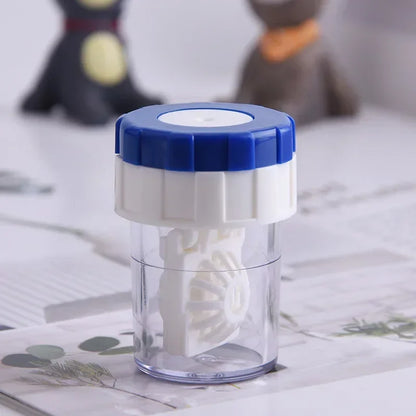 Manual Rotary Contact Lens Cleaner Case – Portable Lens Washing Tool & Storage Container Holder