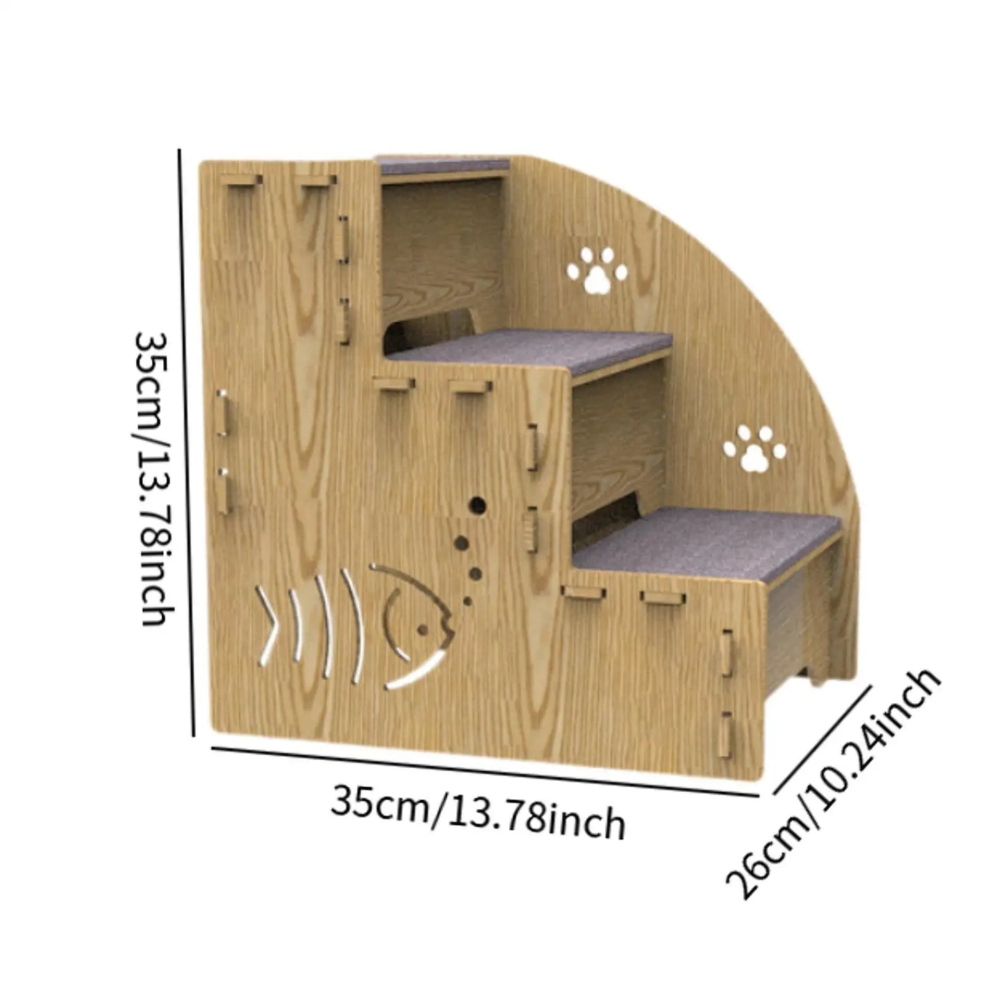 Wooden Non-Slip 3-Step Pet Stairs Ramp for Dogs & Cats – Indoor Climbing Ladder for Small Pets and Senior Animals