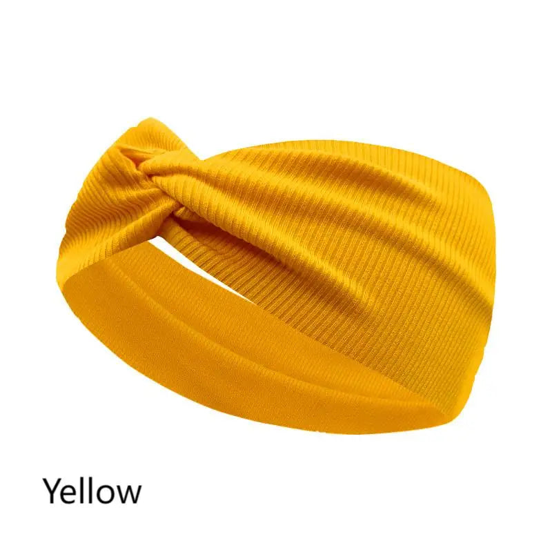 Silky Threaded Fabric Twist Headband – Elastic Yoga, Workout & Running Hair Bands for Women & Girls