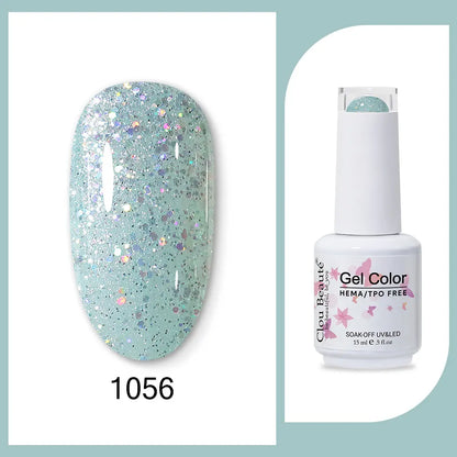 Clou Beaute 15ml Gel Nail Polish Set – Red Black White Green Neon UV Soak-Off Semi-Permanent Nail Varnish Base & Velvet Top Coat